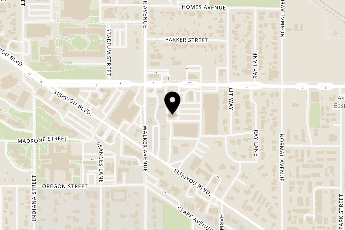 Map showing the location of hOm Kitchen on 1640 Ashland St in Ashland